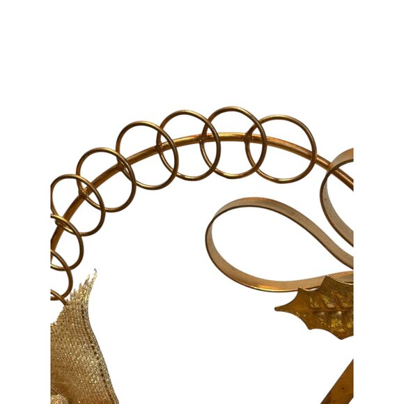 Gold Christmas Heart Shaped Centerpiece Card Holder With Bird Vintage - Picture 6 of 9